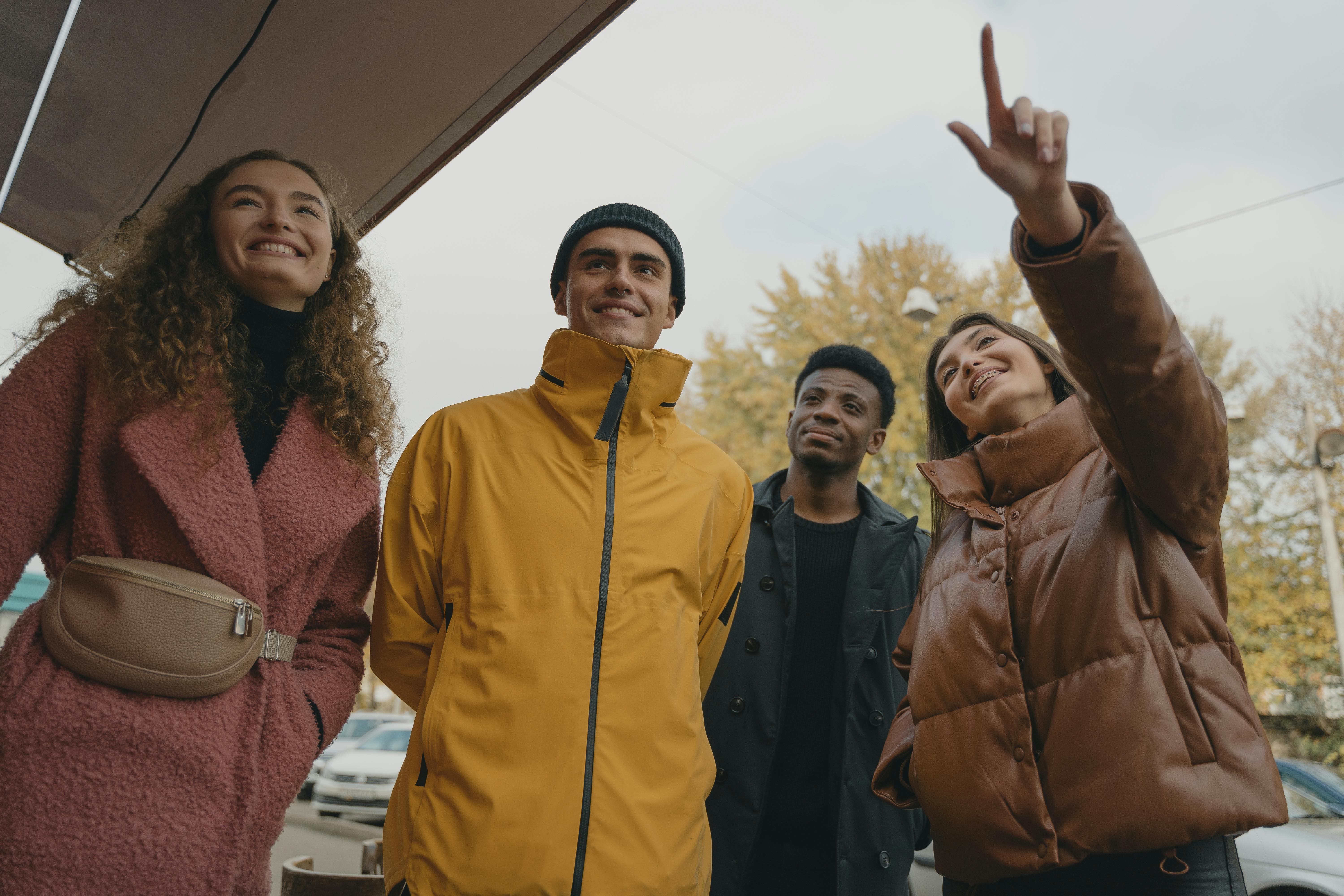 Diverse group of young Americans looking toward the future